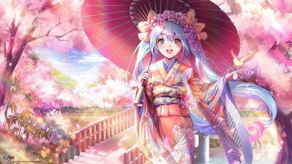 illustrazione, capelli lunghi, anime, anime girls, Vocaloid, Hatsune Miku