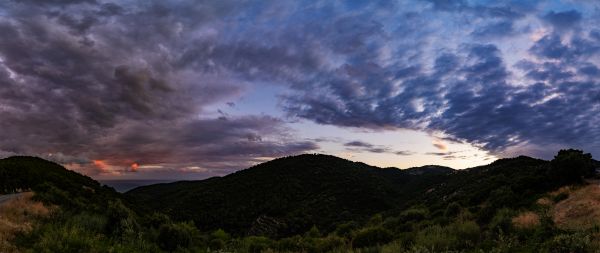 Włochy,zachód słońca,Wzgórza,evening glow,wieczór,niebo