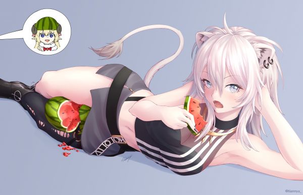 Shishiro Botan,Tsunomaki Watame,Oreilles d'animaux,fille chat,fruit,jupe