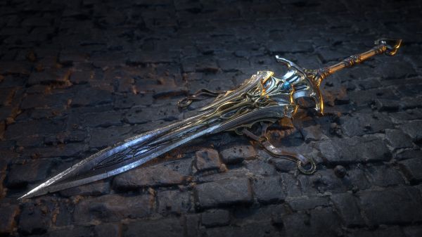 Cliff Schonewill,CGI,sword,tiles,fantasy art,blades