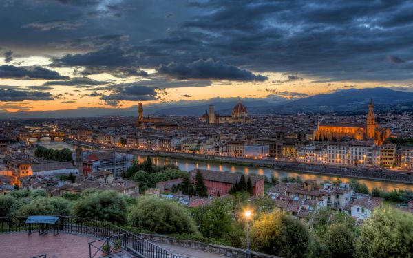 Italie,1920 x 1200 px,bâtiments,soir,Florence,HDR