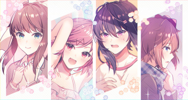 애니메이션,애니메이션 소녀들,Doki Doki Literature Club,Monika Doki Doki Literature Club,Natsuki Doki Doki Literature Club,Sayori Doki Doki Literature Club