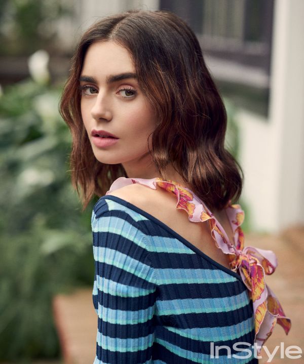 Lily Collins,nők,színésznő,modell,barna,néztek váll