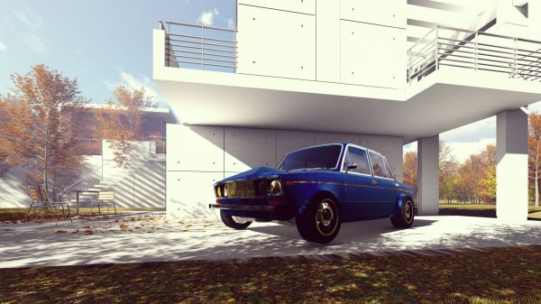 car,render,vehicle,LADA,blue,old school wheels