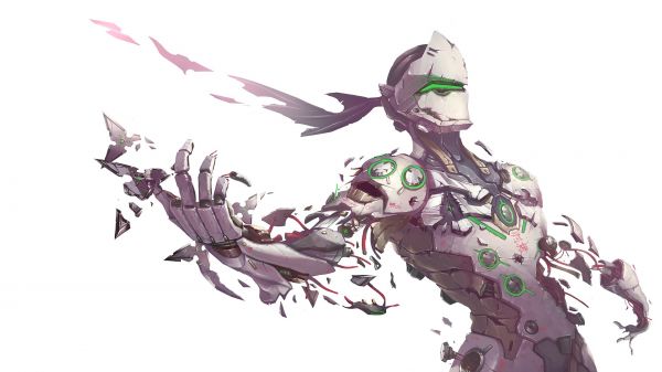 1920x1080 px,cyborg,Genji Overwatch,Overwatch,sfondo semplice,videogiochi