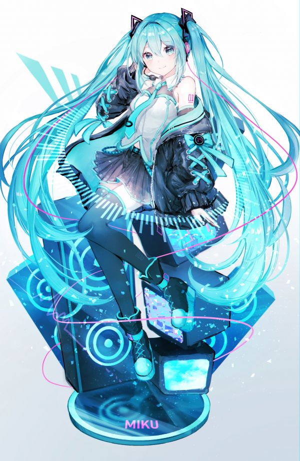 animeflickor, långt hår, Noyu, stående display, Vocaloid, Hatsune Miku