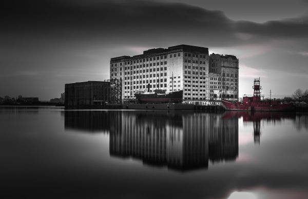 ciudad,Paisaje urbano,noche,agua,Londres,monocromo