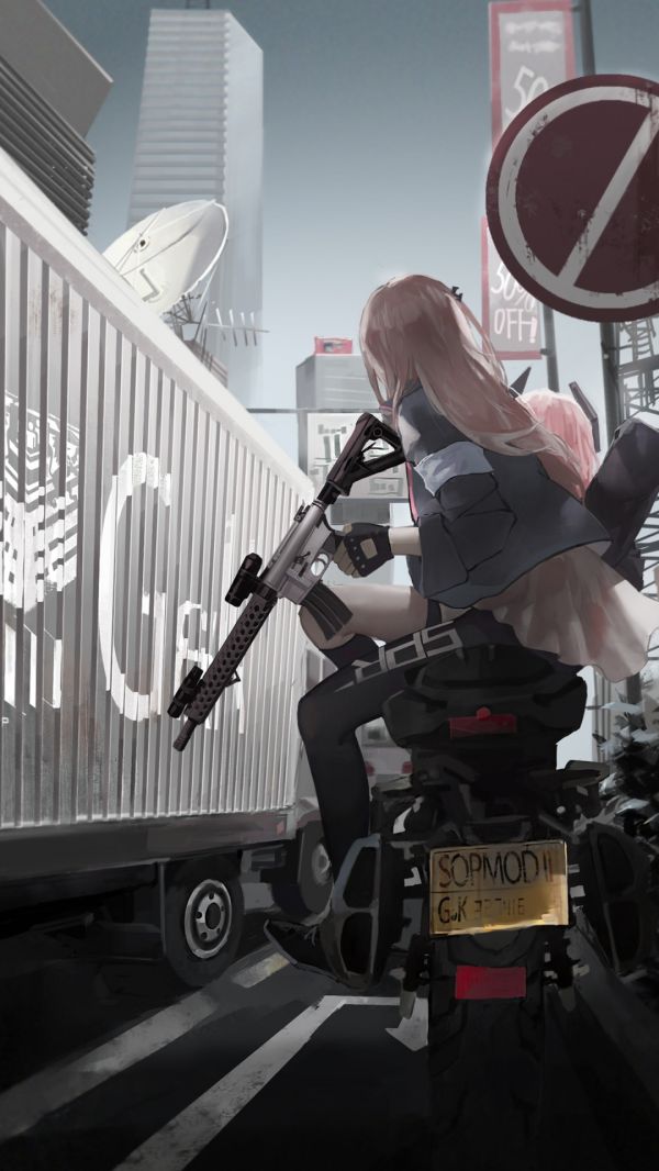 แนวตั้ง,อะนิเมะ,สาวอะนิเมะ,หญิงแถวหน้า,รถจักรยานยนต์,M4 SOPMOD II Girls Frontline