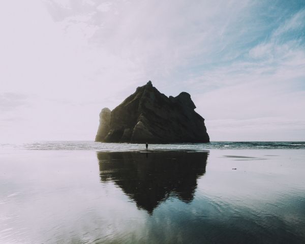 景观,海,湾,支撑,水,岩