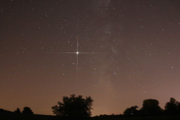 夜景撮影,空,月,長時間露光,火星,星