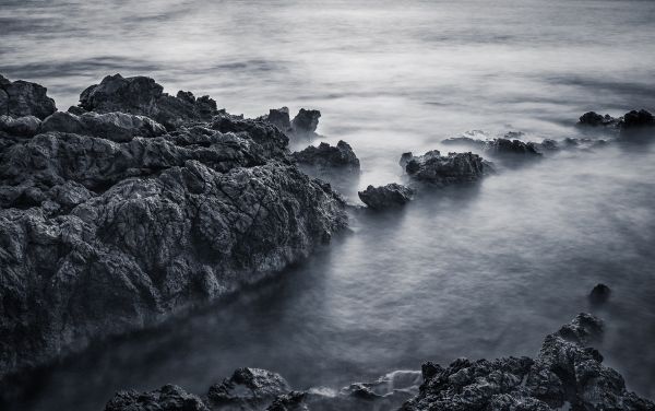 ωκεανός,φως,longexposure,μαύρο και άσπρο,σωματικού βάρους,Ήλιος