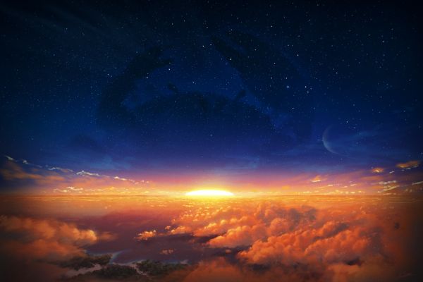 Đám mây,starred sky,tối,phong cảnh,Bầu trời,Đường chân trời