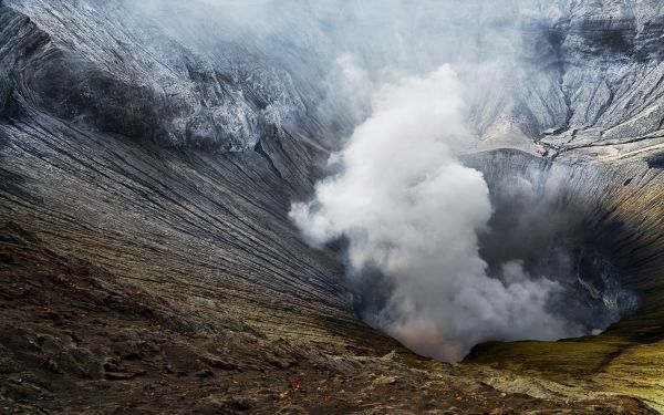 paysage,la nature,volcan,chaleur,Roche,fumée