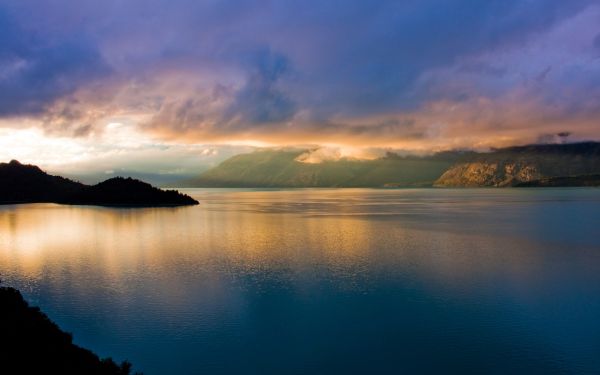 Güneş ışığı, Manzara, gün batımı, deniz, Defne, göl