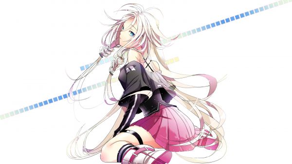 Vocaloid,IA Vocaloid,аниме момичета,просто фон,дълга коса,сини очи