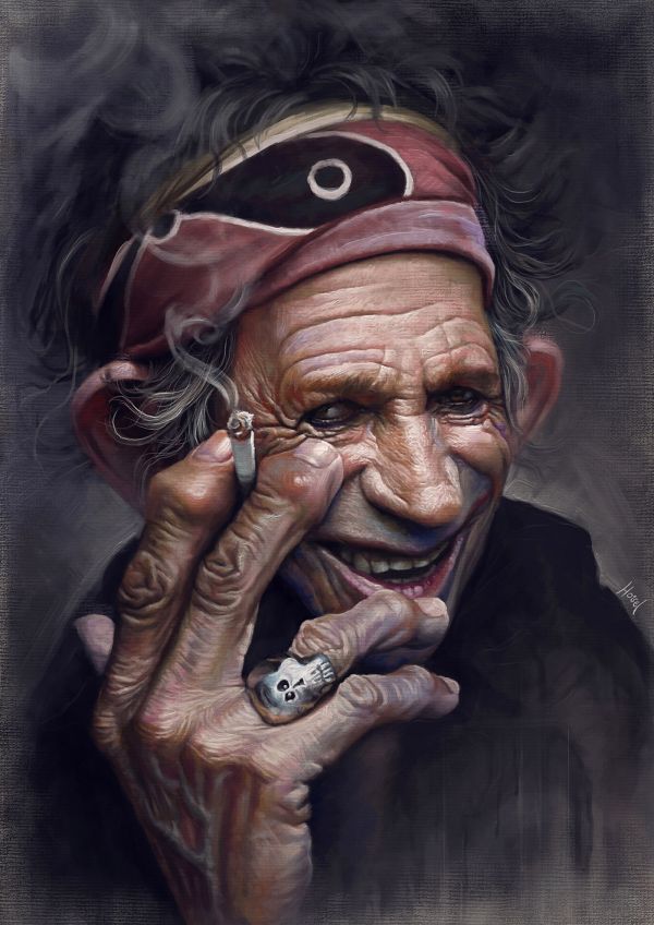 portre,Keith Richards,Tiago Hoisel,sigara içmek,müzisyen,Erkekler