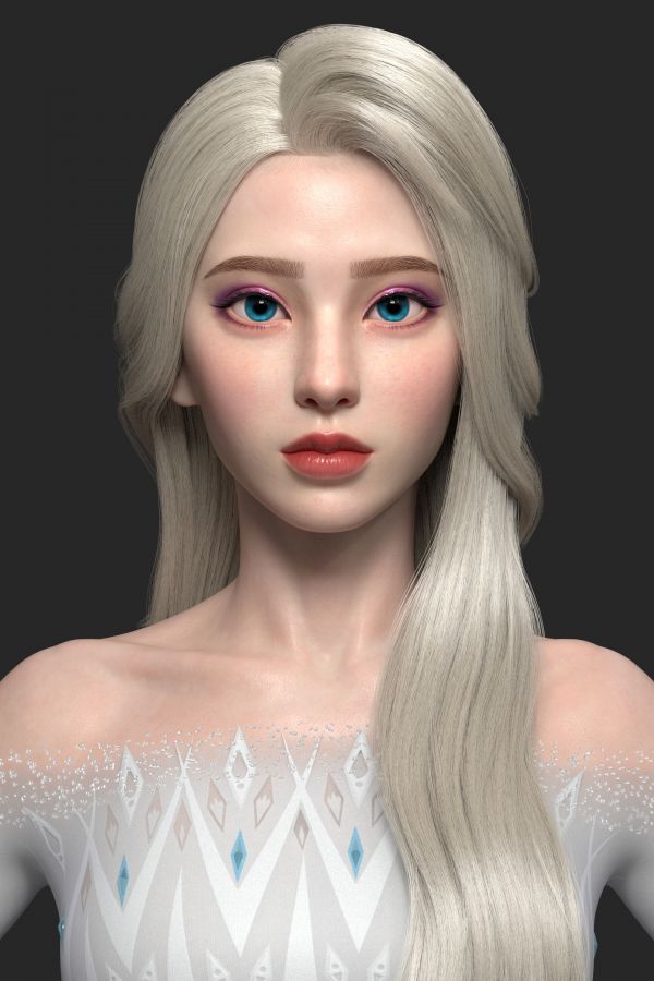 ดวงตาสีฟ้า,Elsa,Ye Chaofan,CGI,ผู้หญิง,สีบลอนด์