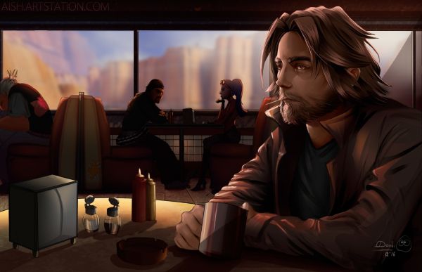 DoubiDoubi,Jesse McCree,koffie,tekening,Overwatch