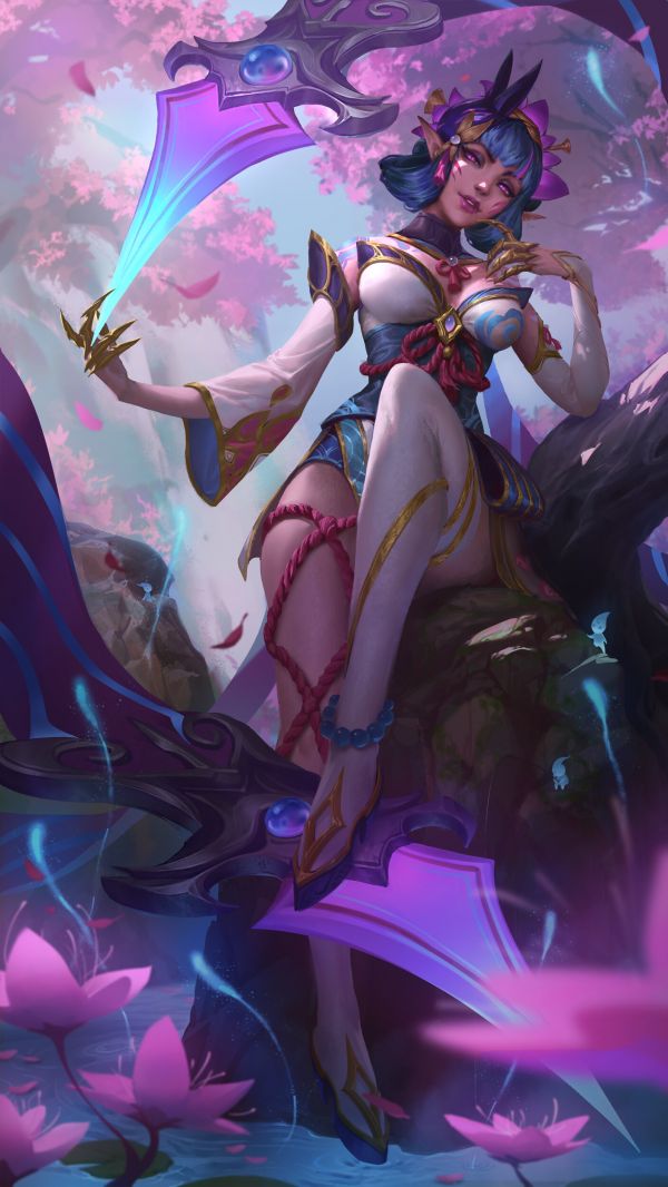 tegning,Kvinder,Lejia Chan,Liga af legender,Evelynn League of Legends,spirit blossom