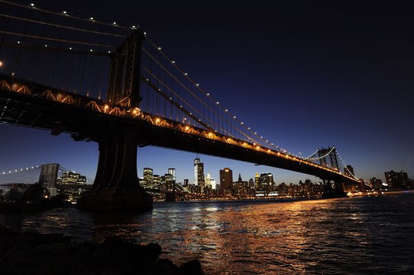 Puente de Manhattan,Manhattan,río,noche