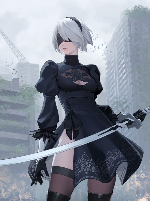 Nier Automata,bind for øjnene,lår højder