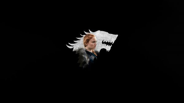 Píseň ledu a ohně,Hra o trůny,3840x2160 px,černé pozadí,Sansa Stark,jednoduchý