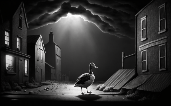 duck noir,canard,Noir,lamp post