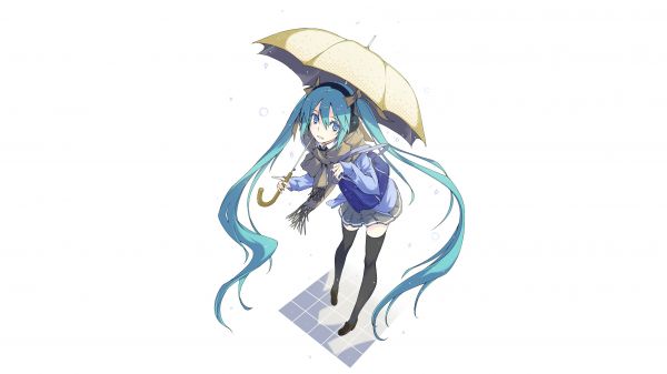 Vokaloid,Hatsune Miku,Anime girls,Mavi saç,Basit arka plan,uzun saç