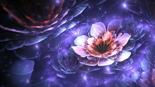 arta digitala, abstract, 3D, Violet, fractal, flori