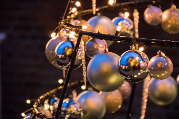 Kerstmis-, nacht, reflectie, fotografie, blauw, glas