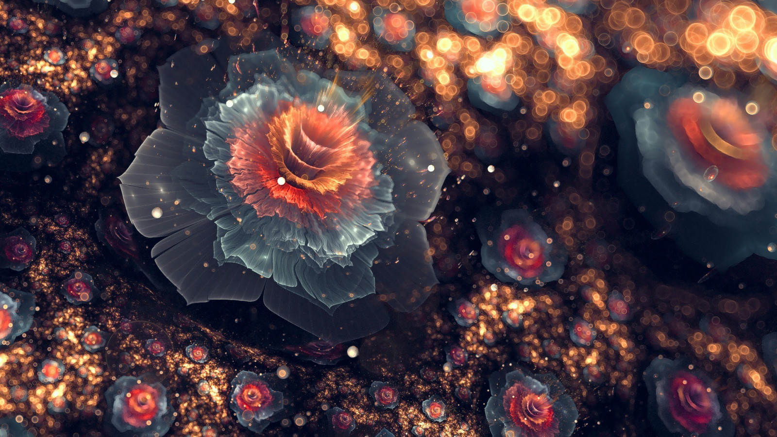 digitale kunst, abstract, 3D, ruimte, artwork, bloemblaadjes, koraalrif, bokeh, fractal bloemen, screenshot, 1920x1080 px, computer wallpaper, fractal kunst, speciale effecten, marine biologie, organisme