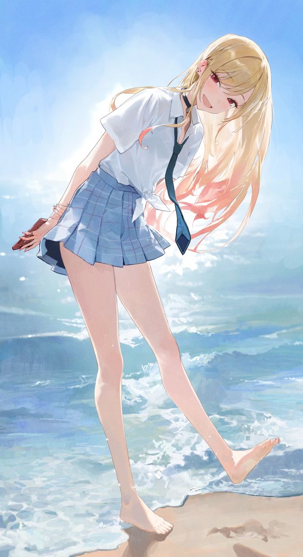 校服,动漫,school skirt,腿,海滩,海