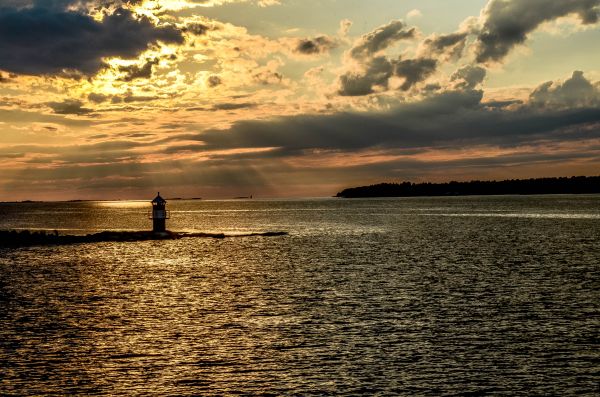 zonlicht, landschap, zonsondergang, zee, meer, water