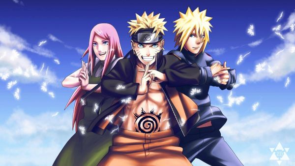 illustration,anime,cartoon,Naruto Shippuuden,Uzumaki Naruto,Namikaze Minato