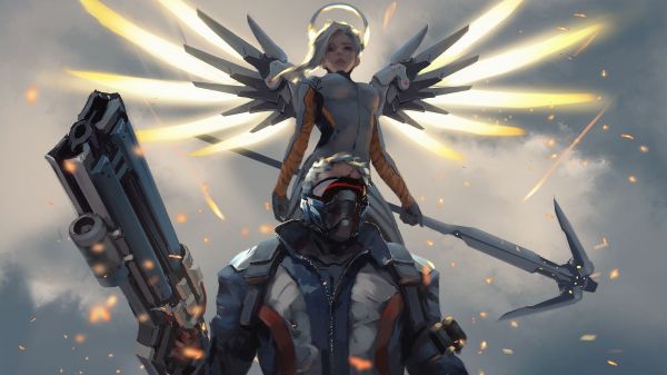 1920x1080 px,Mercy Overwatch,Overwatch,Người lính 76 Overwatch,trò chơi điện tử,WLOP