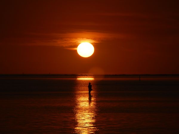 zonsondergang,zee,water,rood,reflectie,wit