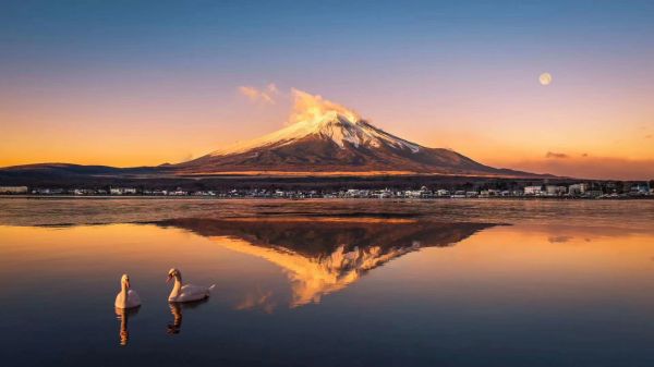 自然,富士山,雪山,アグネス湖