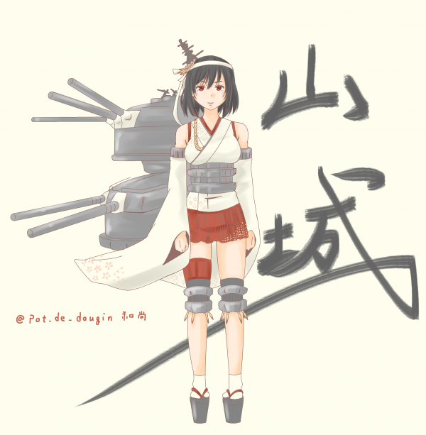 anime,animeflickor,Kantai Collection,Yamashiro KanColle,kort hår,svart hår