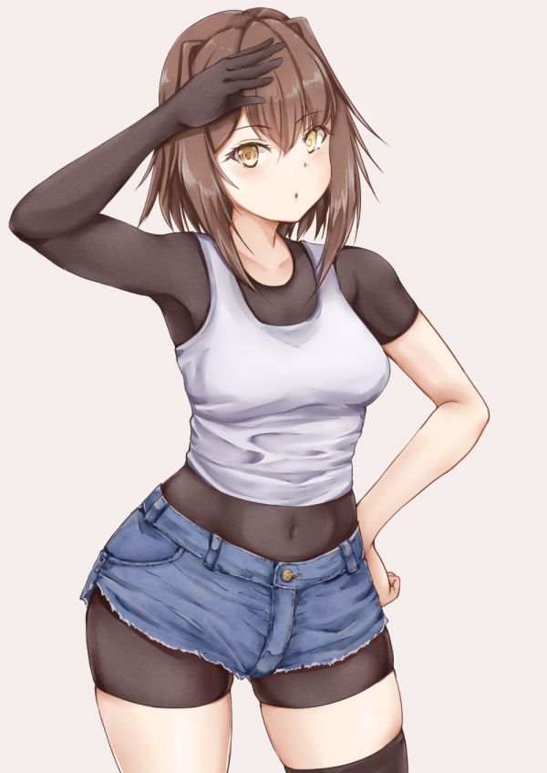 brunette,anime,anime girls,artwork,Furutaka KanColle,short hair