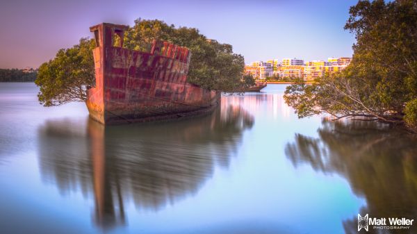 régi, ég, új, longexposure, tó, visszaverődés