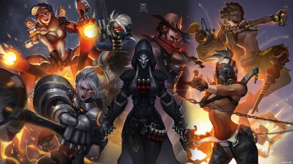 McCree Overwatch,Overwatch,Reaper Overwatch,Reinhardt Overwatch,Người lính 76 Overwatch,Junkrat Overwatch