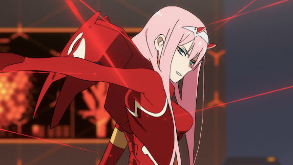 kunstværk, Darling in the FranXX, Zero Two Darling in the FranXX, Digital kunst, pink hår, grønne øjne