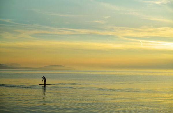 zonsondergang, zee, reflectie, zonlicht, natuur, kust-