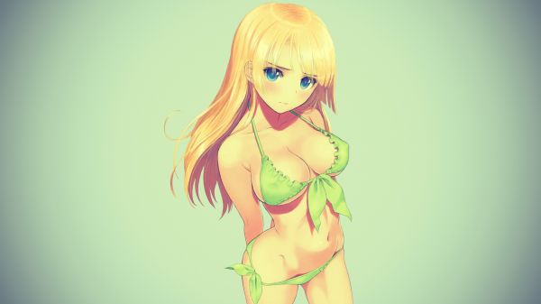 gadis anime,Tony Taka,ecchi,berambut pirang,bikini