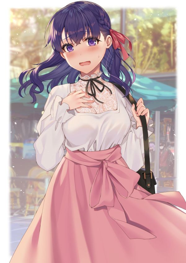 lange Haare,Schicksalsreihe,Schicksal bleiben Nacht,fate stay night heaven's feel,Anime Mädchen,pink skirt