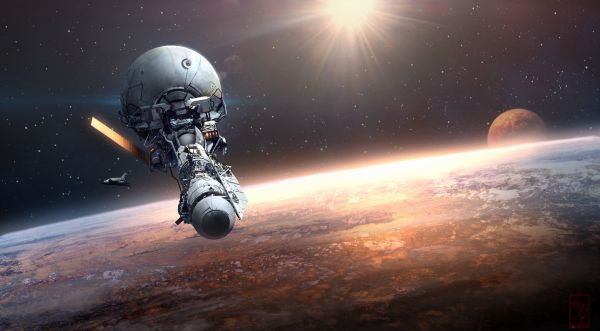 planet, space, vehicle, artwork, Earth, science fiction