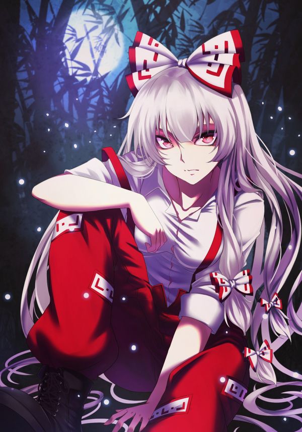 hình minh họa,tóc dài,Anime,Anime cô gái,Touhou,mắt đỏ