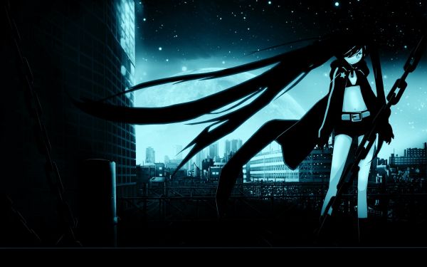 ilustrare, anime, fete anime, miezul nopţii, întuneric, Black Rock Shooter