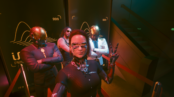 cyberpunk,Cyberpunk 2077,Selfie,Johnny Silverhand,cibernetică,femei în interior