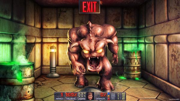 เกม Doom, 1920x1080 px, ศิลปะแฟนซี, กล้ามเนื้อ, เกม, ภาพหน้าจอ